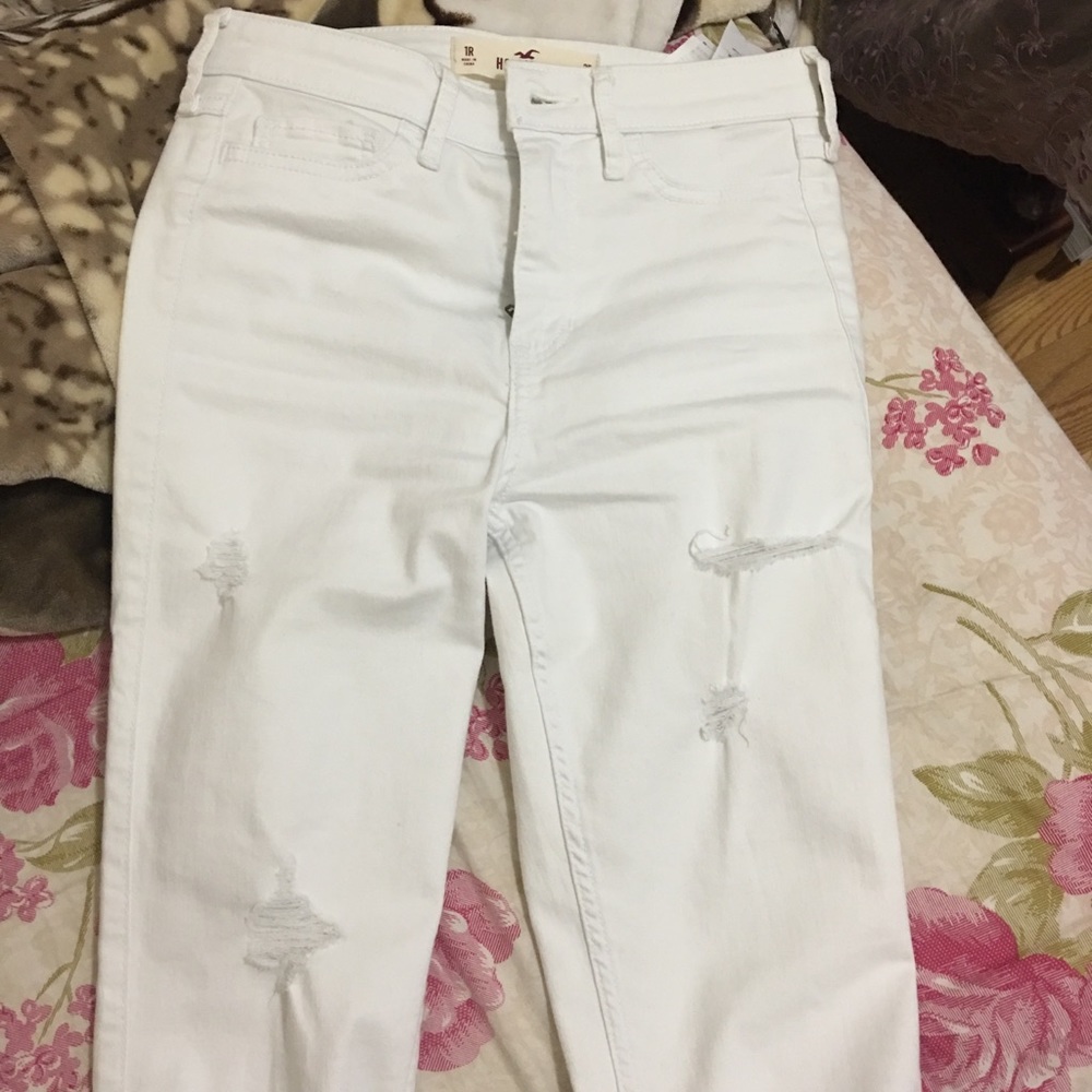 Hollister White Ripped Jeans